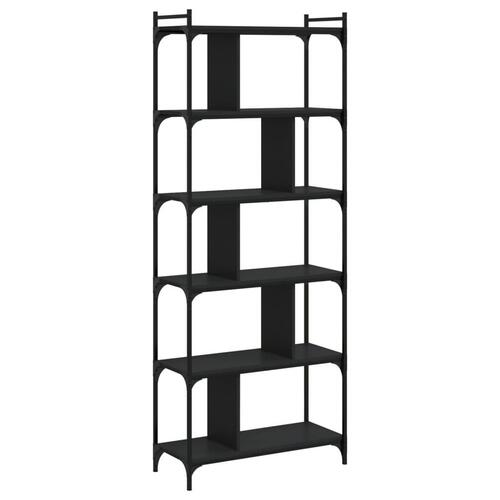 Bogreol med 6 hylder 76x32x192 cm konstrueret træ sort