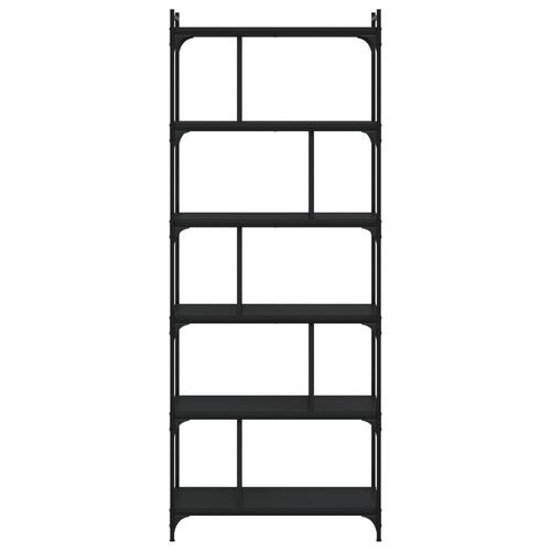 Bogreol med 6 hylder 76x32x192 cm konstrueret træ sort