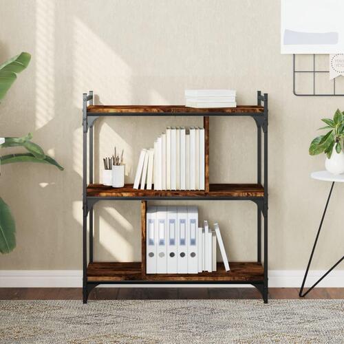 Bogreol 76x32x88 cm 3 hylder konstrueret træ røget eg