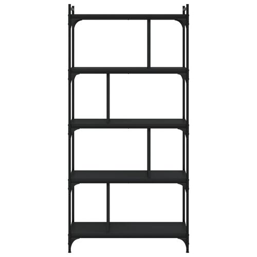 Bogreol med 5 hylder 76x32x158 cm konstrueret træ sort