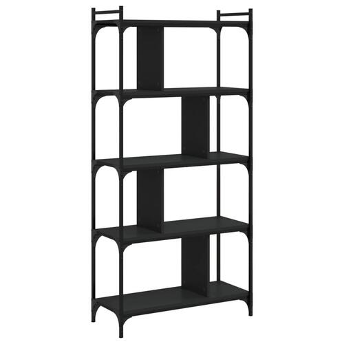 Bogreol med 5 hylder 76x32x158 cm konstrueret træ sort