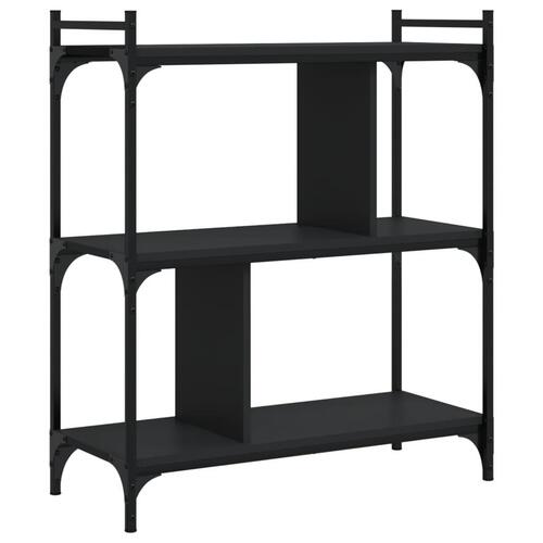 Bogreol med 3 hylder 76x32x88 cm konstrueret træ sort