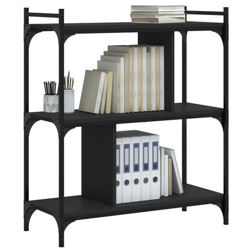 Bogreol med 3 hylder 76x32x88 cm konstrueret træ sort