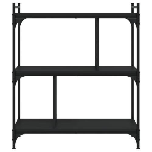 Bogreol med 3 hylder 76x32x88 cm konstrueret træ sort