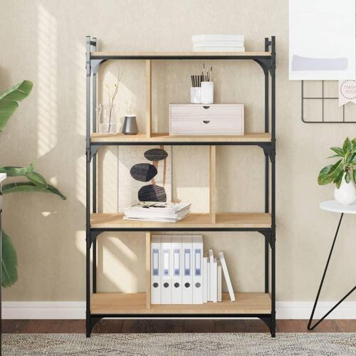 Bogreol 76x32x123 cm 4 hylder konstrueret træ sonoma-eg
