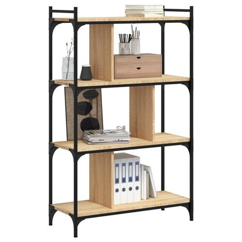 Bogreol 76x32x123 cm 4 hylder konstrueret træ sonoma-eg