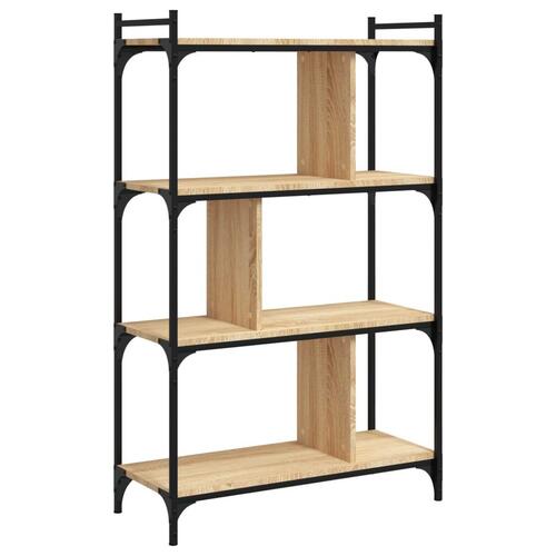 Bogreol 76x32x123 cm 4 hylder konstrueret træ sonoma-eg