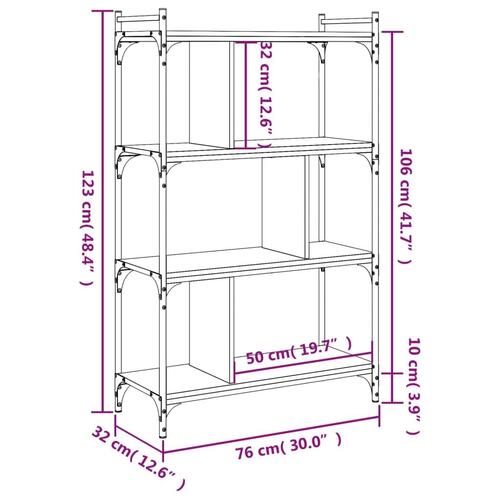 Bogreol 76x32x123 cm 4 hylder konstrueret træ sonoma-eg