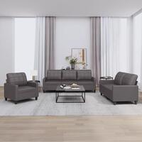 3 personers sofa med hynder kunstlæder grå