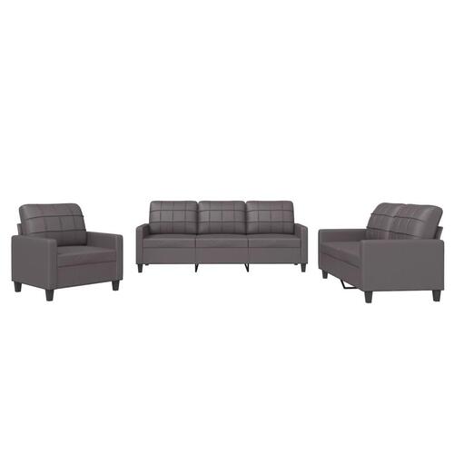 3 personers sofa med hynder kunstlæder grå