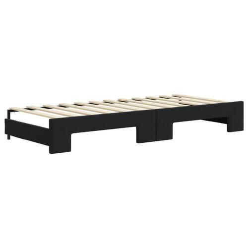 Daybed med udtræk og skuffer 80x200 cm velour sort