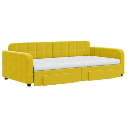 Daybed med udtræk og skuffer 100x200 cm velour gul