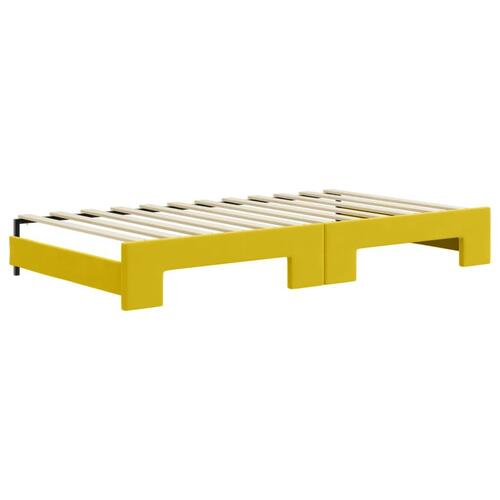 Daybed med udtræk og skuffer 100x200 cm velour gul
