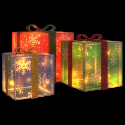 Lysende julegaver 3 stk. 64 LED'er varmt hvidt lys