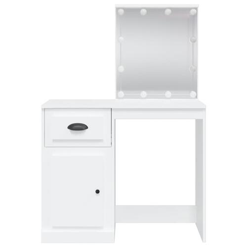 Makeupbord med LED-lys 90x42x132,5 cm hvid