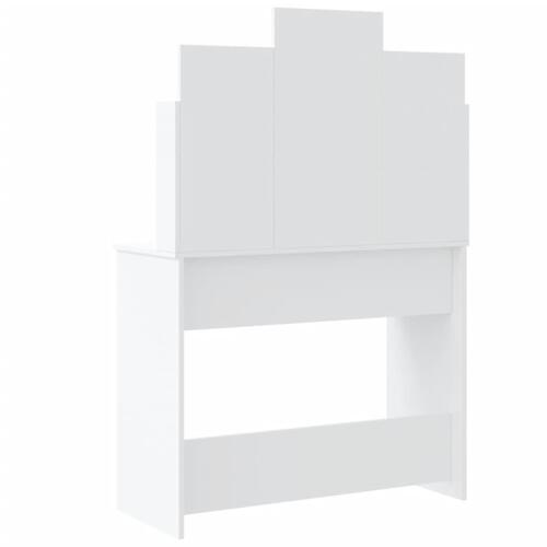 Makeupbord med LED-lys 96x40x142 cm hvid