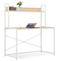 Computerbord 120 x 60 x 138 cm hvid og egetræsfarve
