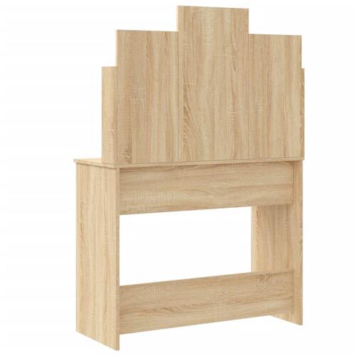 Makeupbord med LED-lys 96x40x142 cm sonoma-eg