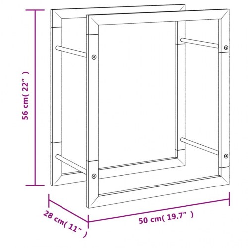 Brændestativ 50x28x56 cm rustfrit stål