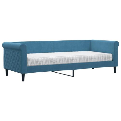 Daybed med madras 80x200 cm velour blå