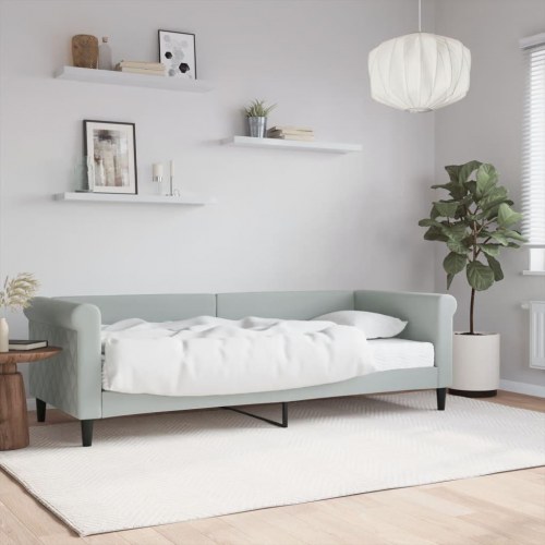Daybed med madras 80×200 cm - velour, lysegrå