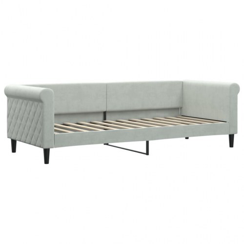 Daybed med madras 80×200 cm - velour, lysegrå