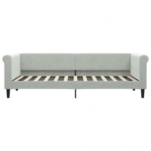 Daybed med madras 80×200 cm - velour, lysegrå