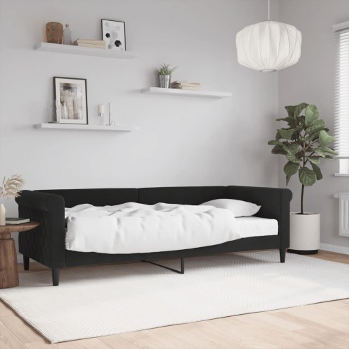 Daybed med madras 80×200 cm - velour, sort