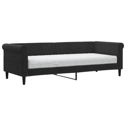 Daybed med madras 80×200 cm - velour, sort