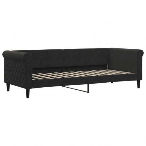 Daybed med madras 80×200 cm - velour, sort