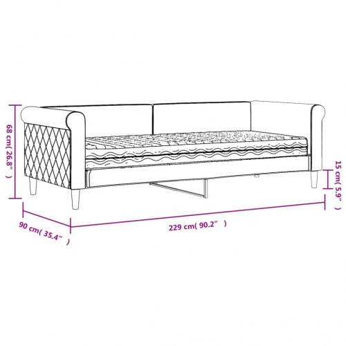 Daybed med madras 80×200 cm - velour, sort