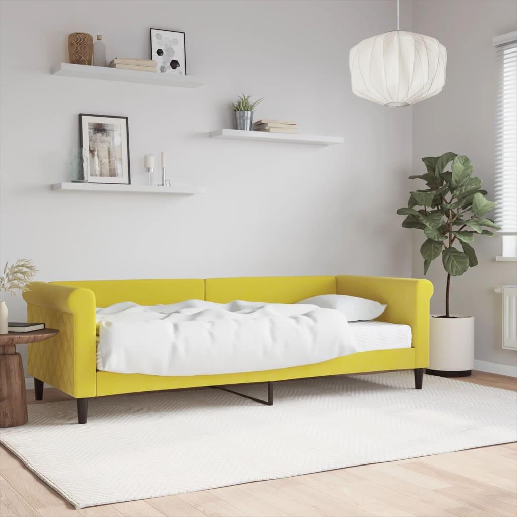 Daybed Velour Gul - med madras / 80 x 200 cm