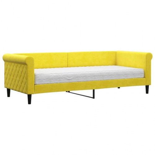 Daybed med madras 80×200 cm i velour - gul
