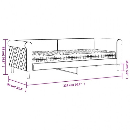 Daybed med madras 80×200 cm i velour - gul