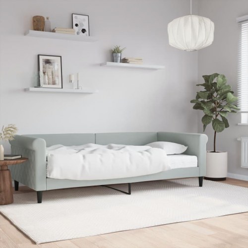 Daybed med madras 90x200 cm - velour, lysegrå