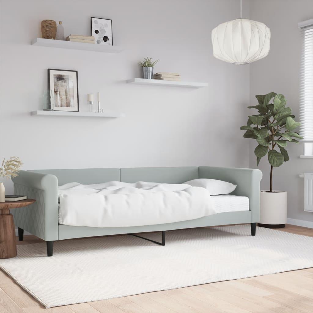 Daybed med madras 90x200 cm velour lysegrå billede