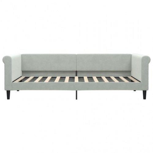 Daybed med madras 90x200 cm - velour, lysegrå