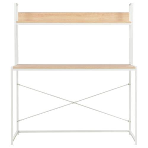 Computerbord 120 x 60 x 138 cm hvid og egetræsfarve