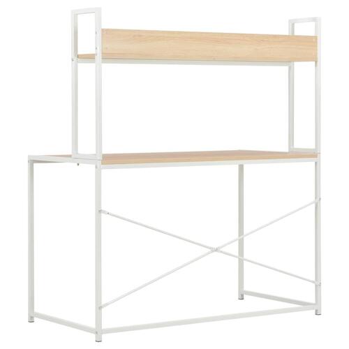 Computerbord 120 x 60 x 138 cm hvid og egetræsfarve