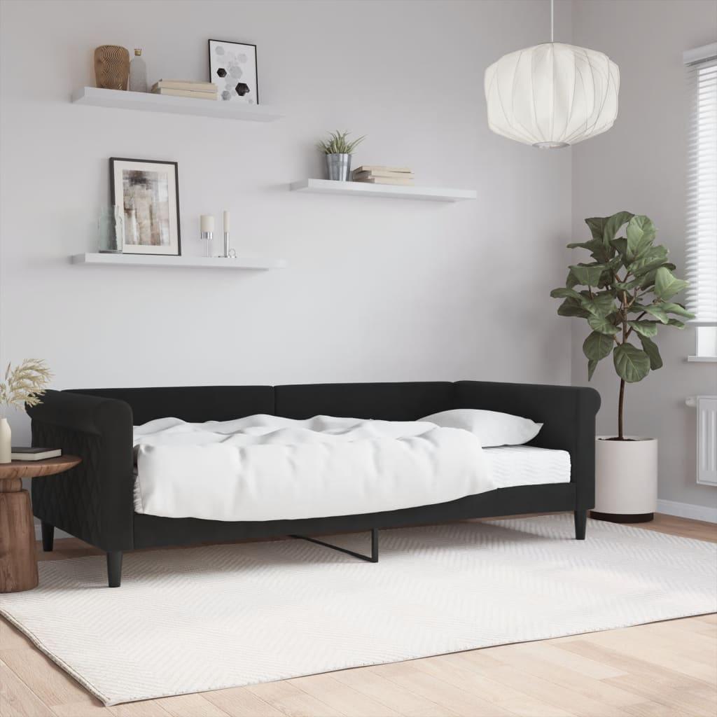 Daybed Velour Sort - med madras / 90 x 200 cm