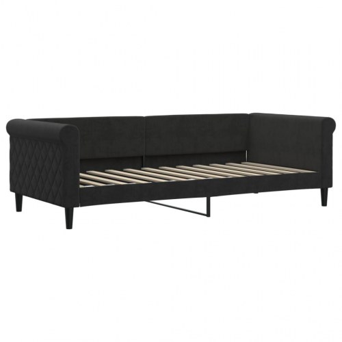 Daybed med madras 90x200 cm - velour, sort