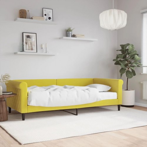Daybed med madras 90×200 cm - velour, gul