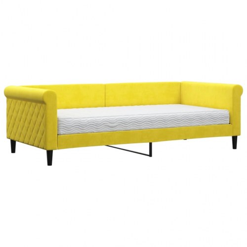 Daybed med madras 90×200 cm - velour, gul