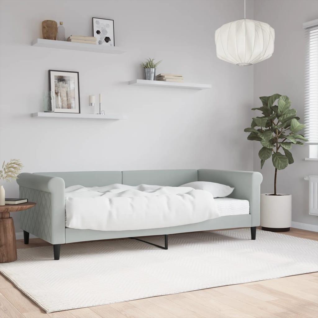 Daybed med madras 90x190 cm velour lysegrå billede