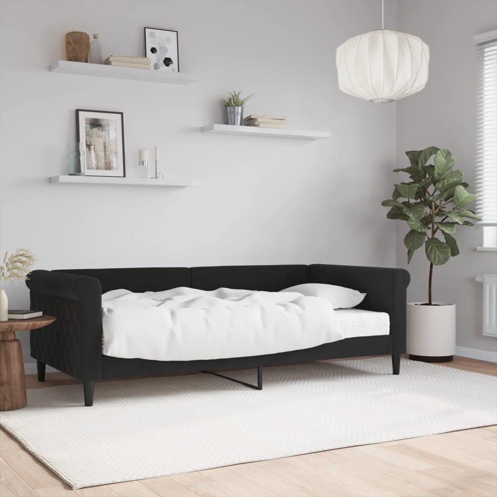 Daybed med madras 90x190 cm velour sort billede