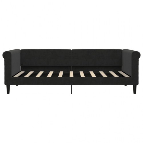 Daybed med madras 90×190 cm - velour, sort