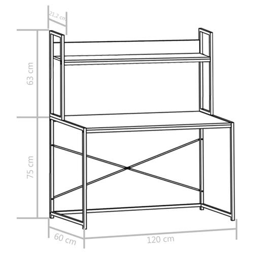 Computerbord 120 x 60 x 138 cm hvid og egetræsfarve