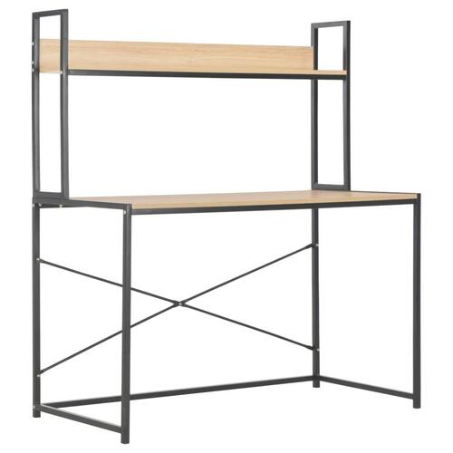 Computerbord 120 x 60 x 138 cm sort og egetræsfarve