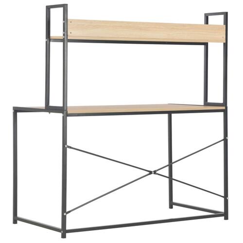 Computerbord 120 x 60 x 138 cm sort og egetræsfarve
