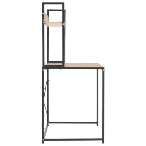 Computerbord 120 x 60 x 138 cm sort og egetræsfarve